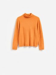 Sweter z dodatkiem wełny - pomarańczowy. Brązowe swetry klasyczne damskie Reserved, l, z dzianiny, bez kołnierzyka. Za 139.99 zł.