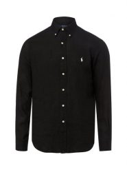 Polo Ralph Lauren koszula lniana Mężczyźni Regular Fit len czarny, M. Czarne koszule męskie Polo Ralph Lauren, m, bez wzorów, ze lnu, bez kołnierzyka, bez ramiączek. Za 599.95 zł.