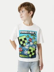 NAME IT T-Shirt Minecraft 13240871 Biały Standard Fit. Białe t-shirty chłopięce Name it, bez wzorów, z bawełny, bez ramiączek. Za 79.99 zł.