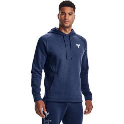 Bluza z kapturem Under Armour Ua Pjt Rock, Mężczyźni. Niebieskie bluzy sportowe męskie Under Armour, bez wzorów, z bawełny, rockowe, bez kołnierzyka, bez ramiączek. Za 390.00 zł.