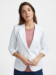 Fransa Marynarka 20604689 Biały Regular Fit. Białe marynarki i żakiety damskie Fransa, l, bez wzorów, z syntetyku. Za 159.99 zł.