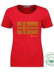 Geographical Norway Koszulka "Jonquille" w kolorze czerwonym rozmiar: XL. Czerwone bluzki damskie Geographical Norway, xl, bez wzorów, bez kołnierzyka, bez ramiączek. Za 57.06 zł.