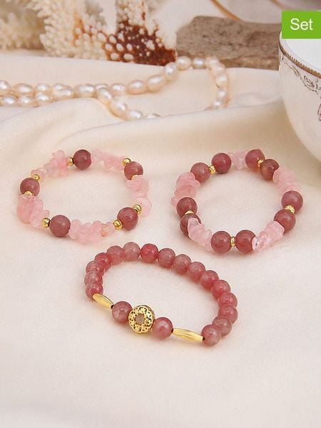 L'Atelier de Gaia Bransoletki (3 szt.) rozmiar: onesize. Różowe bransoletki damskie L'Atelier de Gaia, z mosiądzu. Za 46.95 zł.