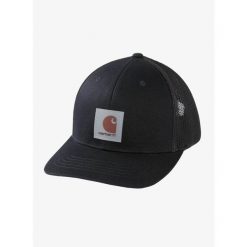 Czapka z daszkiem Carhartt Twill Mesh-Back Logo Patch Cap - black. Czarne czapki męskie Carhartt, bez wzorów, z meshu, sportowe. Za 124.99 zł.