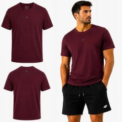 KOSZULKA 4F T-SHIRT MĘSKI SPORTOWY KOLEKCJA LIMITOWANA M3947 SS26. Czerwone t-shirty sportowe męskie 4f, m, z bawełny, bez ramiączek, na fitness i siłownię. Za 54.99 zł.
