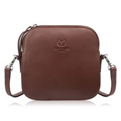 Mała torebka damska skórzana kopertówka na ramię crossbody do ręki brązowa Paolo Peruzzi AY-24-BR. Brązowe torebki wieczorowe bez wzorów, z materiału, eleganckie, bez kołnierzyka, bez ramiączek. Za 139.00 zł.