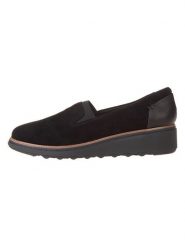 Clarks Skórzane czółenka "Sharon Dolly" w kolorze czarnym na koturnie rozmiar: 40. Czarne czółenka damskie Clarks, bez wzorów, bez obcasa, na koturnie. Za 224.95 zł.