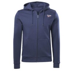 Bluza dresowa męska REEBOK RI FT z kapturem. Niebieskie bluzy sportowe męskie Reebok, bez wzorów, z bawełny, klasyczne, bez kołnierzyka, bez ramiączek. Za 249.00 zł.