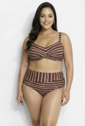 Damskie Bikini kombinacja pasów miękkie miseczki drapowanie z recyklingu. Czerwone bikini damskie Ulla Popken, bez wzorów, plus size. Za 191.99 zł.