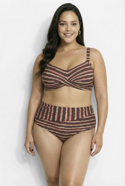Damskie Bikini kombinacja pasów miękkie miseczki drapowanie z recyklingu. Czerwone bikini damskie Ulla Popken, bez wzorów, plus size. Za 191.99 zł.