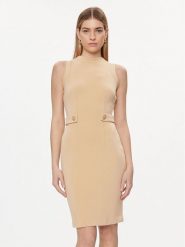 Guess Sukienka codzienna W4GK89 K7UW2 Beżowy Slim Fit. Brązowe sukienki damskie Guess, na co dzień, xl, z aplikacjami, z wiskozy, bez kołnierzyka, bez ramiączek, proste. Za 349.99 zł.