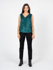 Liu Jo Top | JF2113 J6677 | Kobieta | Zielony. Zielone topy damskie Liu Jo, uniwersalny, bez wzorów, z jeansu, bez kołnierzyka. W wyprzedaży za 279.00 zł.