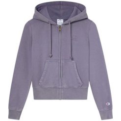 Bluza Z Kapturem Champion Z Zamkiem Na Całym Zameku Damskie. Fioletowe bluzy sportowe damskie CHAMPION, s, bez wzorów, z bawełny, bez ramiączek, z kapturem. Za 340.99 zł.