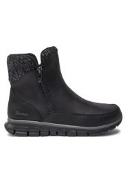 Skechers Botki Synergy - Lovely Collab 167941 Czarny. Czarne botki damskie Skechers, ze skóry, bez obcasa, na płaskiej podeszwie, bez zapięcia. Za 289.99 zł.