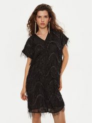 Bruuns Bazaar Sukienka koktajlowa Nellat BBW4197 Czarny Loose Fit. Czarne sukienki damskie Bruuns Bazaar, bez wzorów, z syntetyku, wizytowe, bez kołnierzyka, bez ramiączek. Za 419.99 zł.