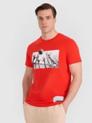 4F T-shirt regular z nadrukiem siatkarskim męski - czerwony 3XL. Czerwone t-shirty męskie 4f, l, bez wzorów, z bawełny, bez kołnierzyka. Za 69.99 zł.