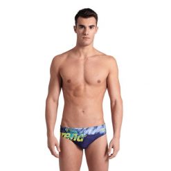 Kąpielówki Arena Splash Point Swim Briefs. Niebieskie kąpielówki męskie Arena, m, bez wzorów, z materiału, do pływania. Za 139.99 zł.
