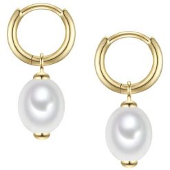 Rafaela Donata Kolczyki z Srebra Sterling w zlocie z perla muszlowa 1 ct Damski. Białe kolczyki damskie Rafaela Donata, z perłą, pozłacane. Za 219.99 zł.