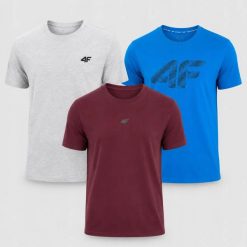 KOMPLET KOSZULEK 4F T-SHIRT MĘSKI ZESTAW 3PAK. T-shirty męskie 4f, m, bez wzorów, z bawełny, bez kołnierzyka. Za 181.98 zł.