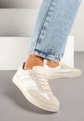 Beżowe Sneakersy Typu Tenisówki z Ozdobnymi Paskami Amodelle. Brązowe trampki i tenisówki damskie Born2be, bez wzorów, z jeansu. Za 84.99 zł.