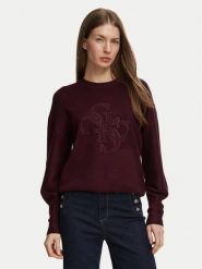 Guess Sweter W6BR52 Z1453 Bordowy Regular Fit. Czerwone swetry klasyczne damskie Guess, m, bez kołnierzyka. Za 434.99 zł.