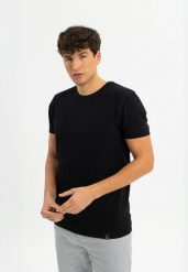 T-shirt ze strukturą TM-DARK. Czarne t-shirty męskie Volcano, l, bez wzorów, z bawełny, bez kołnierzyka. Za 69.99 zł.