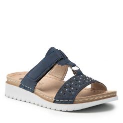 Klapki Inblu. Niebieskie klapki damskie Inblu, bez wzorów, bez obcasa. Za 139.99 zł.