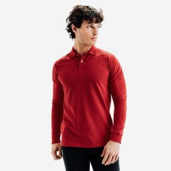 Koszulka polo do golfa męska Inesis MW500. Czerwone koszulki męskie z długim rękawem INESIS, l, z bawełny. Za 59.99 zł.