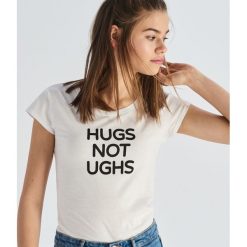 Bawełniany t-shirt z napisem - Biały. Białe t-shirty damskie Sinsay, l, bez wzorów, z bawełny, bez kołnierzyka. Za 9.99 zł.