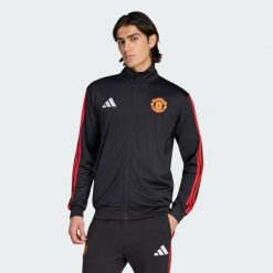 Bluza dresowa Manchester United DNA. Czarne bluzy sportowe męskie Adidas, bez wzorów, z dresówki, eleganckie, bez kołnierzyka, bez ramiączek. Za 329.00 zł.
