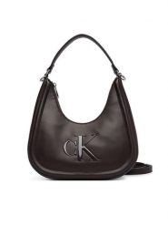Calvin Klein Torebka Bold Ck Small Crescent Bag LV04F3561G Brązowy ciemny. Brązowe torebki klasyczne damskie CALVIN KLEIN, bez wzorów, ze skóry, bez dodatków. Za 409.99 zł.