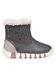 Geox Kozaki B Iupidoo Girl B5658A 0DHBC C0710 Szary ciemny. Szare kozaki dziewczęce Geox, bez wzorów, ze skóry, bez obcasa. Za 249.99 zł.