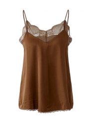 Oui Top w kolorze brązowym rozmiar: 36. Brązowe topy damskie Oui, bez wzorów, z koronki, bez kołnierzyka. Za 173.99 zł.