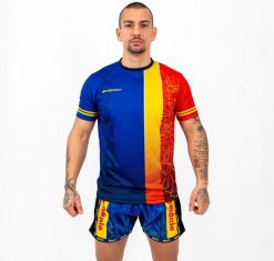 Knockout Romania Koszulka. Niebieskie t-shirty sportowe męskie KNOCKOUT, m, z materiału, bez ramiączek, na fitness i siłownię. Za 140.87 zł.