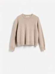 Wełniany sweter z dodatkiem kaszmiru - brązowy. Brązowe swetry klasyczne damskie Reserved, l, z kaszmiru, bez kołnierzyka. Za 299.99 zł.