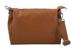 Minimalistyczna listonoszka ze skóry BARBERINI'S j. brązowa 951-12. Brązowe shopper bag damskie Barberinis, bez wzorów, z lakierowanej skóry, małe, lakierowane, bez dodatków. Za 239.99 zł.
