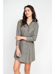 ASSUILI Lniana sukienka w kolorze khaki rozmiar: 36. Brązowe sukienki damskie Assuili, na co dzień, bez wzorów, ze lnu, bez kołnierzyka, bez ramiączek, mini, proste. Za 195.99 zł.