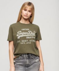 Koszulka casual Vintage Logo Heritage. Szare t-shirty damskie Superdry., m, bez wzorów, z bawełny, bez kołnierzyka. Za 126.50 zł.
