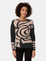 Gerry Weber Sweter w kolorze czarno-beżowym rozmiar: 44. Czarne swetry klasyczne damskie Gerry Weber, z wełny, bez kołnierzyka. Za 144.92 zł.