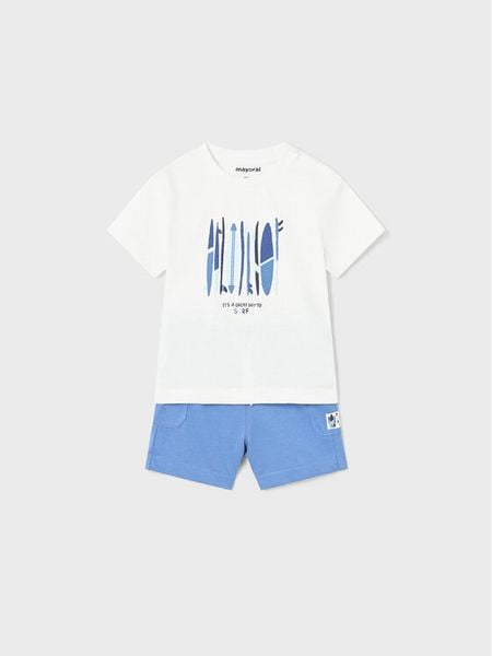 Mayoral Komplet t-shirt i spodenki 1646 Kolorowy Regular Fit. Spodnie niemowlęce Mayoral, bez wzorów, z bawełny. Za 69.99 zł.