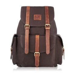 Plecak vintage PAOLO PERUZZI SI-05-BR brązowy. Brązowe plecaki męskie Paolo Peruzzi, bez wzorów, z materiału. Za 199.99 zł.