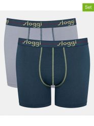 Sloggi Bokserki (2 pary) w kolorze szarym i morskim rozmiar: S. Szare bokserki męskie Sloggi, bez wzorów. Za 41.95 zł.