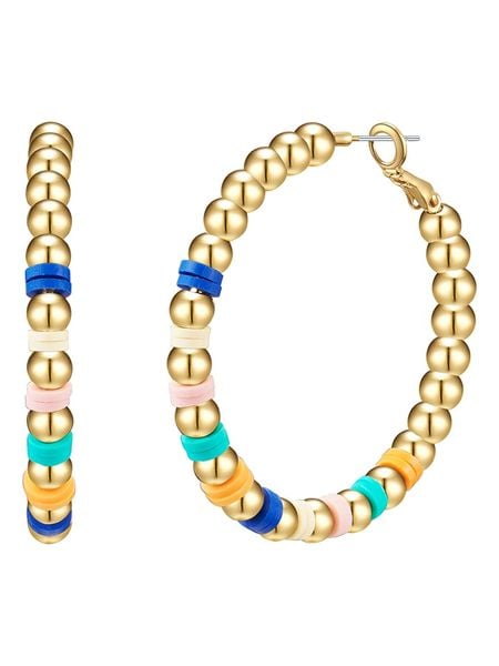 Yokoamii Pozłacane kolczyki-kreole rozmiar: onesize. Żółte kolczyki damskie Yokoamii, metalowe. Za 43.99 zł.