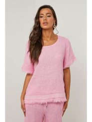 Le Monde du Lin Lniana bluzka w kolorze jasnoróżowym rozmiar: 38/40. Różowe bluzki damskie Le Monde du Lin, bez wzorów, ze lnu, klasyczne, bez kołnierzyka, bez ramiączek. Za 123.53 zł.