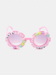 Okulary przeciwsłoneczne z serduszkami i perłami - różowy. Czerwone okulary przeciwsłoneczne dziecięce Sinsay. Za 12.99 zł.