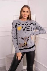 Sweter świąteczny z napisem szary. Szare swetry klasyczne damskie KESI, l, z wełny, bez kołnierzyka, plus size. Za 125.45 zł.