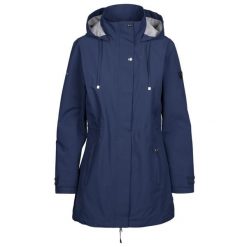 Trespass Pavlina - Damska kurtka przeciwdeszczowa granatowa. Niebieskie kurtki damskie Trespass, na lato, bez wzorów, z tkaniny, bez kaptura. Za 315.99 zł.