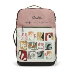 Plecak damski Anekke, wykonany z materiału tekstylnego z dekoracyjnym nadrukiem zamykany na zamek, różowy, 42575-011. Czerwone plecaki damskie Anekke, bez wzorów, biznesowe. Za 499.00 zł.