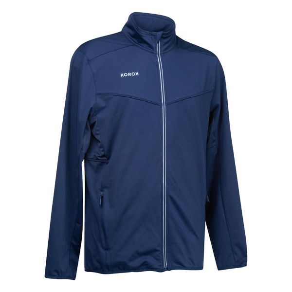 Kurtka treningowa do hokeja na trawie męska Korok FH900. Niebieskie kurtki męskie KOROK, l, bez wzorów, z elastanu, sportowe, bez kaptura. W wyprzedaży za 139.99 zł.