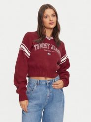 Tommy Jeans Sweter Varsity DW0DW18692 Czerwony Relaxed Fit. Czerwone swetry klasyczne damskie Tommy Jeans, l, z bawełny, bez kołnierzyka. Za 359.99 zł.